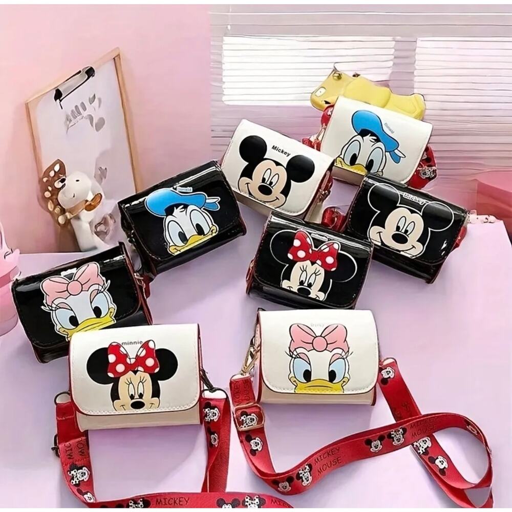 🦋 KIDS/MINI PURSE: Disney Mini Mouse Black Faux Leather Shoulder Bag, NWOT - Picture 7 of 11